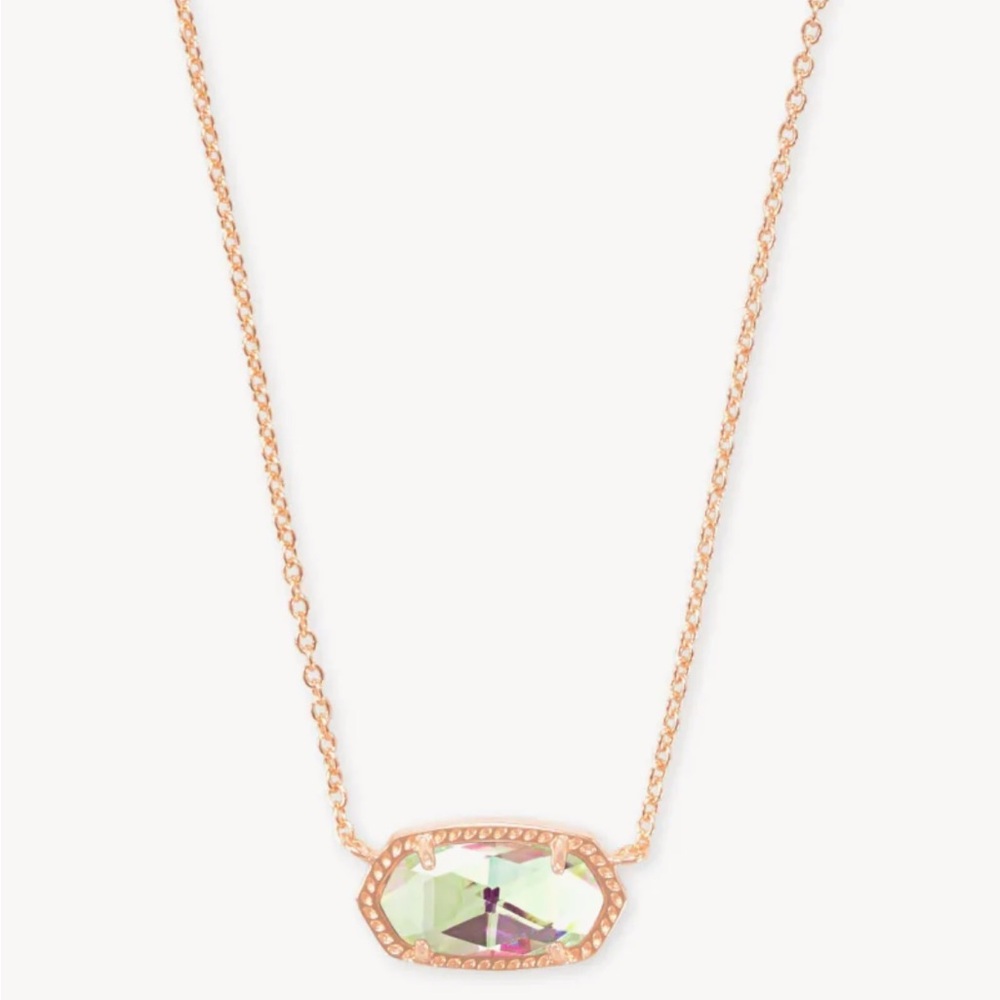 Kendra Scott Elisa Rose Gold Pendant Necklace in Dichroic Glass